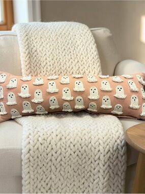 Indigo Moon Ghost pillow TikTok Famous Lumbar Pillow Blush Pink Halloween